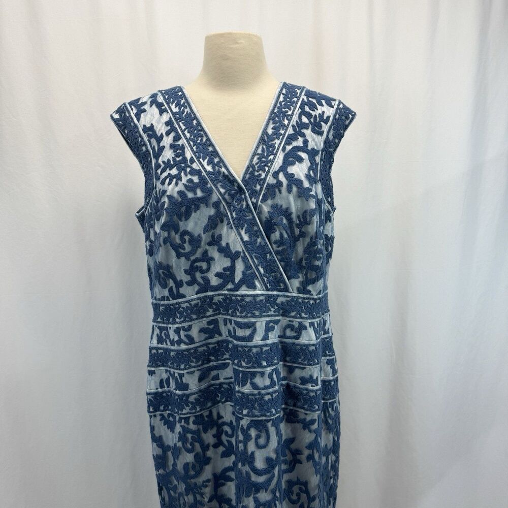 Tadashi Shoji Embroidery Lace Overlay Dress 16 Sheer Elegant Romantic Luxury - Picture 3 of 15
